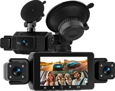 Immagine prodotto di Telecamera da cruscotto per auto, risoluzione 1080P, 4 obiettivi, DVR per auto da 3 pollici