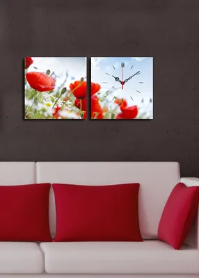 Produktbild von Opviq, 2P2828CS- CLA2615, Bunt, Wanduhren, 60 x 28 cm, 100% Wildleder -Leinwand