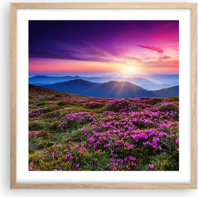 Produktbild von Gerahmtes Poster - Rahmen in heller Eiche - Wiese Berg Himmel Landschaft - 50x50 cm - Wand Bild - Wanddeko - Wandbilder - Wandposter - Bilderrahmen - Bilder - Kunstdruck - Wandbild - P2NAC50x50-2719