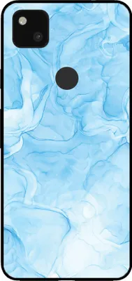 Productafbeelding van Telefoonkoffer voor Google Pixel 4A met marmerprint - TPU achterkant hoesje, marmerdesign - lichtblauw