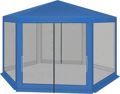 Obrázok produktu pre Záhradný altánok so strechou v tvare dáždnika – modrý – 3,8 x 3,3 m