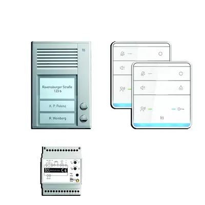Immagine prodotto di TCS PSC2320-0000 TASTA:pack Audio da parete per 2 unità abitative, con stazione esterna PAK 2 pulsanti campanello + altoparlante vivavoce ISW5010 + centralina BVS20