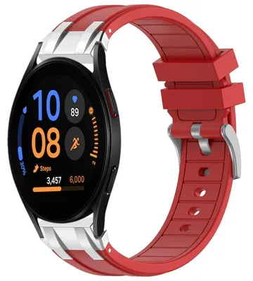 Immagine prodotto di Per Samsung Galaxy Watch FE 40mm Silicone sgancio rapido argento fibbia sostituzione braccio Band Red