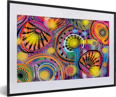 Produktbild von MuchoWow® Gerahmtes Poster Formen - Kunst - Muster - Psychedelisch 60x40 cm - Poster mit Schwarzem Bilderrahmen Wandposter Rahmen Foto Bilder - Schlafzimmer - Plakat in Rahmen - Drucken