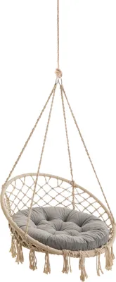 Produktbild von Velvet Kissen für Hängesessel, Sitzkissen für Stuhl, Hängekorb Sessel, Indoor Kissen, Waschbar Auflage, Rund, Swing, Schaukelkissen, Aschgrau, 65 cm