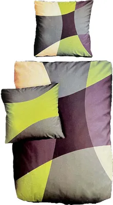 Produktbild von Hochwertige Feinbiber Bettwäsche Grafisch Grün Braun 155x220 80x80: 2tlg.