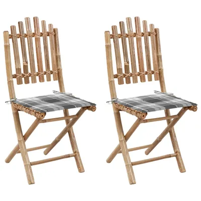 Produktbild von The Living Store Klappbare Gartenstühle 2 Stk. mit Kissen Bambus