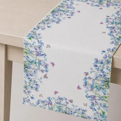 Produktbild von Tischwäsche 40 x 90 cm mit Motiv Blumen und Schmetterlinge 40 x 90 cm