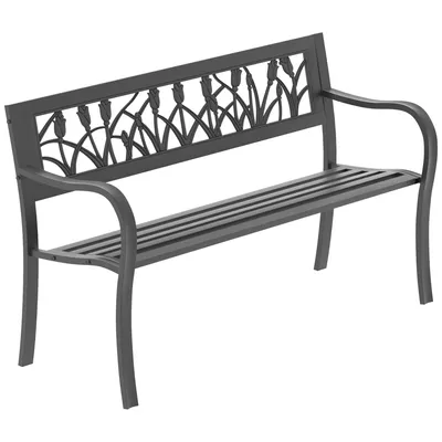 Image de Banc de jardin en acier Garden Vida 3 places, motif tulipe