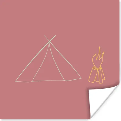 Produktbild von MuchoWow® Poster Sommer - Zelt - Rosa 100x100 cm - Babyzimmer
