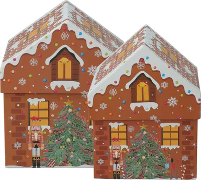 Produktbild von Weihnachtshäuschen-Geschenkboxen, 2 Stück