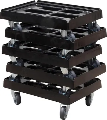 Produktbild von 5 Stück Transportroller für Kisten 60 x 40 cm mit 4 Lenkrollen in Schwarz
