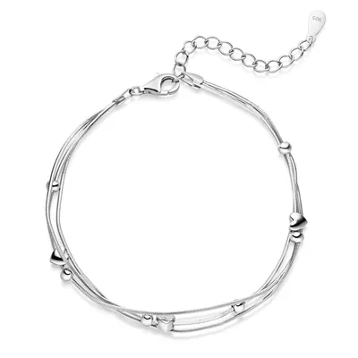 Produktbild von MATERIA Damen Armkette Herzen und Kugeln 925 Silber 17 - 20,5cm längenverstellbar mit Etui SA-4-Silber