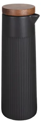 Produktbild von SCHÖNER WOHNEN-Kollektion Öl- und Essigspender Mod. REFIA stilvoller Behälter für Küche aus Keramik mit Akazienholz-Deckel Volumen 0,35 L Maße Ø 6,5 x 20,5 cm Schwarz