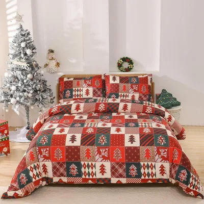 Produktbild von Bettwäsche-Set 135x200 cm Rot Kariert Mikrofaser mit Kissenbezug 80x80 cm