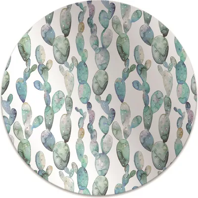 Produktbild von Rundmatte - Stuhlunterlage Bürostuhlunterlage - Rund Ø 100 cm - Bodenmatte - Fußmatte - Aquarellkakteen