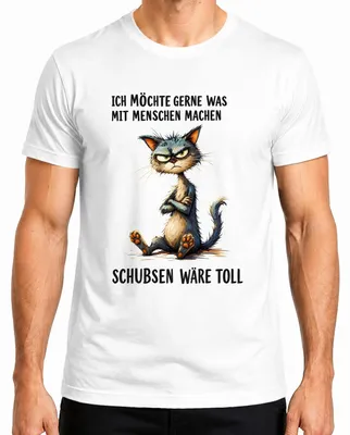 Obrázek produktu pro Chci tričko s nápisem "Ich möchte was mit Menschen machen Schubsen Statement Sarkasmus", bílé barvy, velikost L