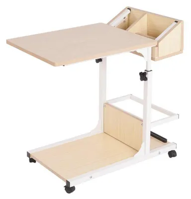 Produktbild von Beistelltisch mit Rollen, höhenverstellbar, Ahorn Weiß, 40x50x(55-80)cm