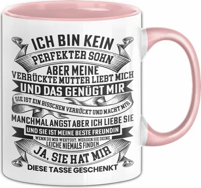 Produktbild von Ich Bin Kein Perfekter Sohn Tasse Geschenk von Mama Mutter Geschenkidee für Sohn Geburtstag (Rosa)