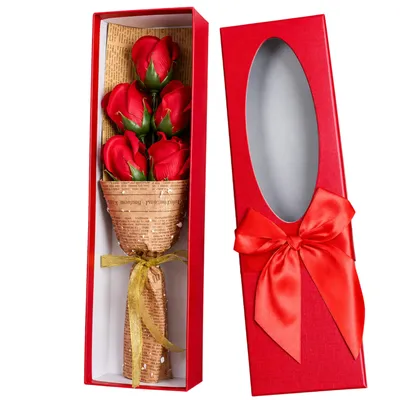 Produktbild von Seifenrosen Flower Box – Strauß mit 5 roten Rosen als Geschenk