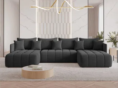 Produktbild von GrainGold Ecksofa U-Form Ardi U - Ecksofa mit Schlaffunktion, Bettkasten - Wohnlandschaft, Wohnzimmer Sofa - Eckcouch Anthracite  (Monolith 95)