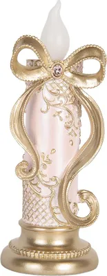 Image de Clayre & Eef Décoration de Noël avec éclairage LED 10x10x25 cm Plastique doré