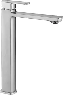 Produktbild von BADLAND Waschtischarmatur Wasserhahn Hoch CALLA Mischbatterie für Badezimmer in Silber + Click-Clack