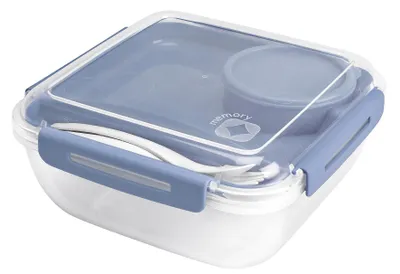 Produktbild von ROTHO Salatbox mit Besteck 'MEMORY B3' Blau PP 1.7L