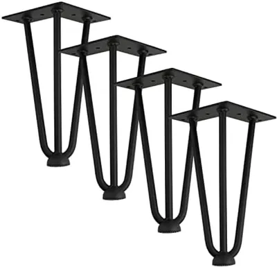Produktbild von PolkaHome® Set von 4 Haarnadeltischbeinen, 25 cm, Stahl, schwarz, pulverbeschichtet, bis 190 kg belastbar