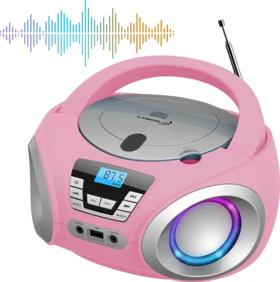 Produktbild von Cyberlux CD-Player mit LED-Beleuchtung | Tragbares Stereo Radio | CD-Player | Kinder Radio | Stereo Radio | Stereoanlage | Pink