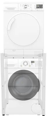 Produktbild von DELUKE® Waschmaschinengestell KAMED - Stahl, 105x75x62cm, Universal | Waschmaschinenregal Waschmaschinenuntergestell Zwischenbau Waschmaschine Trockner Zwischenbausatz Stapelbausatz | Weiß