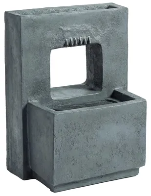 Produktbild von Springbrunnen 2-stufig Gartenbrunnen mit LED Beleuchtung Pflanzkübel Pumpe Steinoptik, Verstellbar 45 x 31,5 x 58,5 cm