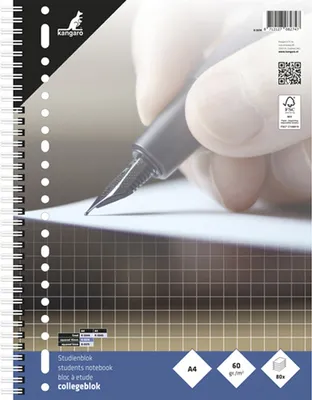 Obrázok produktu pre kangaro K-5574 kangaro vysokoškolský blok, DIN A4, šachovnicový, 80 listov