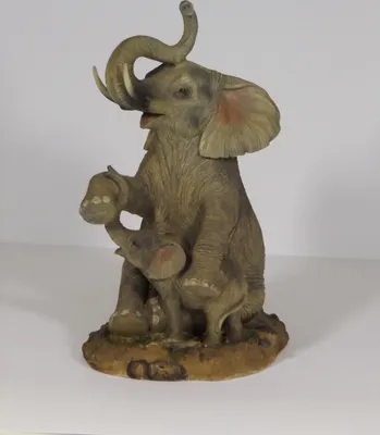 Produktbild von Elefant mit Baby Tierfigur Skulptur Deko Garten Tier Figur Afrika Statue