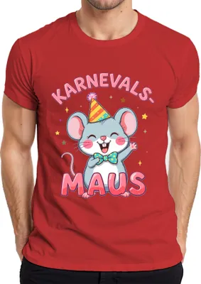 Produktbild von Karnevalsmaus Karneval Fasching Party süß Fastnacht Jeck Köln Herren T-Shirt, Rot, S