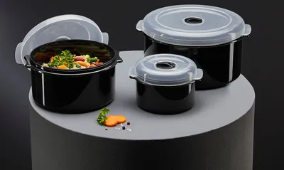 Produktbild von ERNESTO® Mikrowellendosen Set, spülmaschinengeeignet (schwarz) -