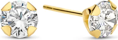 Produktbild von New Bling 9NBG-0419 Gouden Oorknopjes - Dames - Zirkonia - 5 mm Doorsnee - 14 Karaat - Goud
