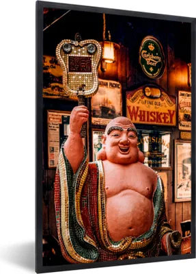 Produktbild von MuchoWow® MuchoWow® Gerahmtes Poster Buddha - Bild - Bar 60x90 cm - Poster mit zchwarzem Bilderrahmen - Kunst