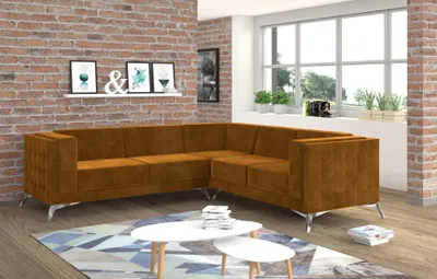 Productafbeelding van Hoekbank, woonkamer, designbank, bank, gestoffeerde zithoek, textiele bank, hoekbank