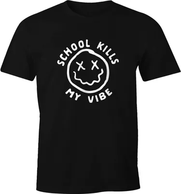 Produktbild von Herren T-Shirt School Kills My Vibe Emoticon Fun-Shirt Moonworks® schwarz L