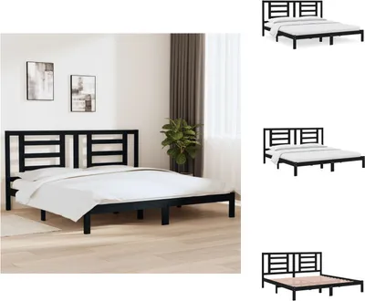 Produktbild von vidaXL Massivholzbett Schwarz Kiefer 200x200 cm -  Betten & Bettgestelle