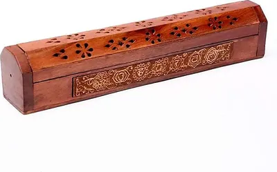 Image de Coffret/support pour encens 7 chakras -- 31 x 5,5 x 6 cm + encens