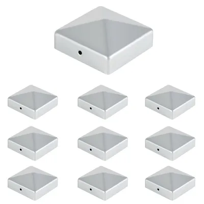Produktbild von TolleTour Pfostenkappe Zaunpfahl Abdeckung 10x Pyramide Abdeckkappe 71x71mm Silber