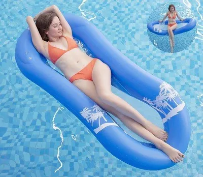 Image de Matelas à eau gonflable pour piscine - Transat de piscine pour adultes avec matelas gonflable - Hamac de piscine pour adultes