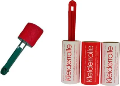 Produktbild von Kleiderrolle 3er, Fusselrolle mit 2 Ersatzrollen + Pulloverbürste Wollerückstände