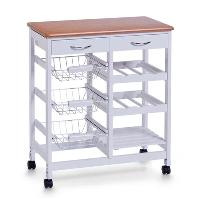 Produktbild von Zeller Küchenrollwagen, weiß/Holz-Dekor, MDF