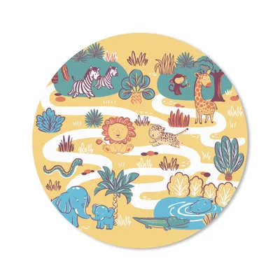 Produktbild von MuchoWow® Mauspad Mousepad Safari - Tiere - Kinder 30x30 cm - Mousepads - Maus Mat - Pad - Mausunterlage - Tischunterlage - Schreibtischmatten