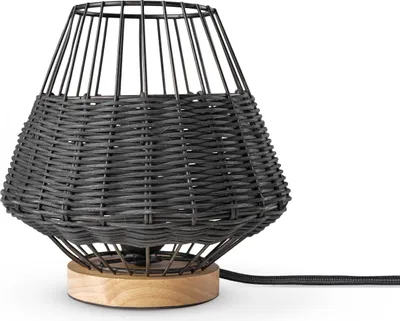 Produktbild von Rattan Pendelleuchte Wohnzimmer Tischleuchte Boho Käfig Lampe Nachttisch Metall