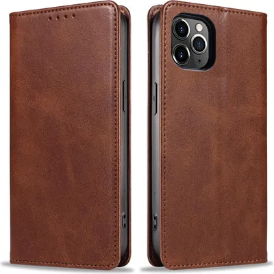 Produktbild von Handyhülle für Apple iPhone 11 Pro Max Kunstleder Flip Cover Hülle Handytasche Case Kartenfach Farbe: Dunkelbraun