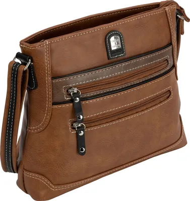 Produktbild von Damen Tasche Schultertasche Henkeltasche Handtasche Leder Optik COGNAC-BRAUN (15100)